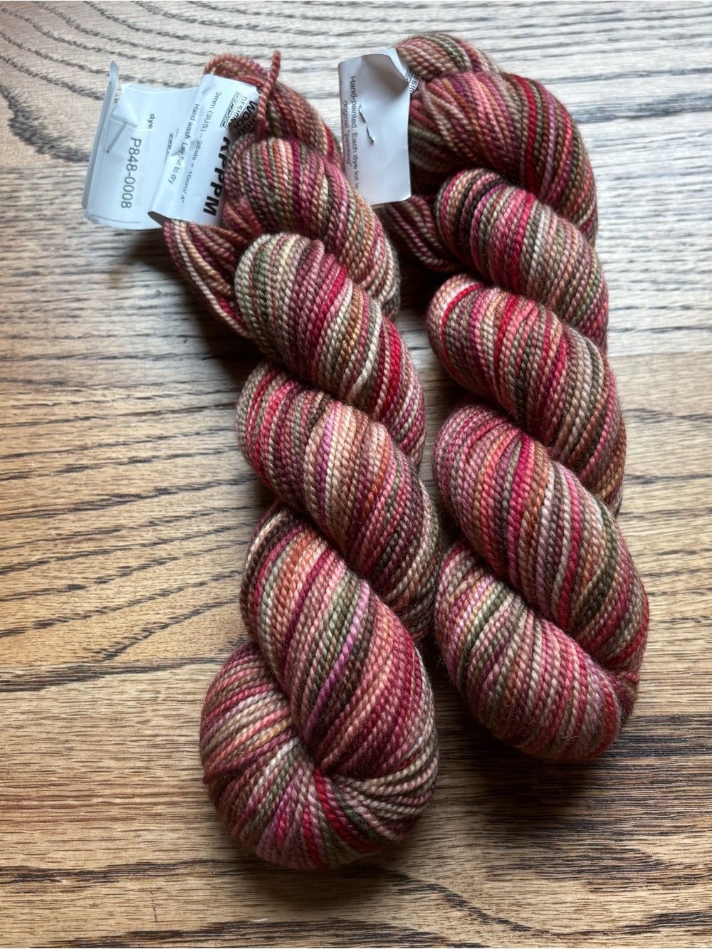 Koigu KPPPM Yarn Lot of 2 100% Merino Wool 175yds Variegated P848-0008 Pink Tan